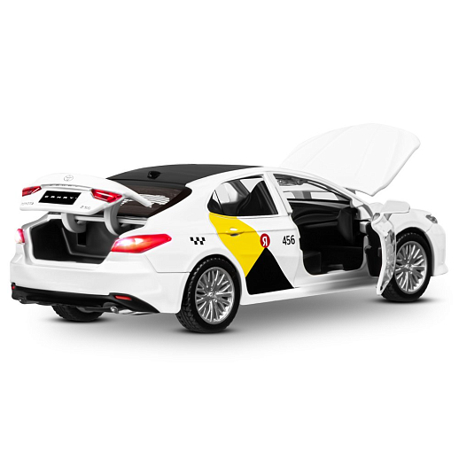 Яндекс Go машинка металлическая, 1:34 Toyota Camry, цвет белый, инерция, свет, озвучено Алисой, откр. двери, в/к 17,5*13,5*9 см в Джамбо Тойз #11