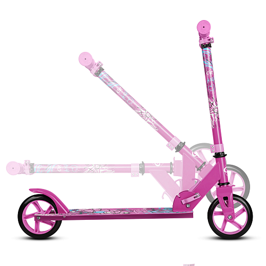 Самокат из 100% стали с полиуретановым колесом диаметром 145 мм, подшипником ABEC-7 грипсы TPR   Размер изделия: 76 * 32 * 96 см Упаковка: 1 шт / коробка, 23*12*68.5 см размер деки:: 51X12 см, розовый в Джамбо Тойз #13