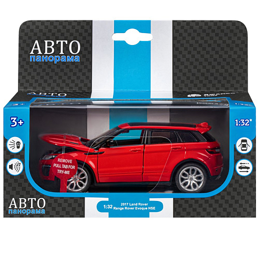 ТМ "Автопанорама" Машинка металлическая 1:32  2017 Land Rover Range Rover Evoque HSE, красный, откр. двери и капот, свет, звук, инерция,  в/к 17,5*12,5*6,5 см в Джамбо Тойз #19