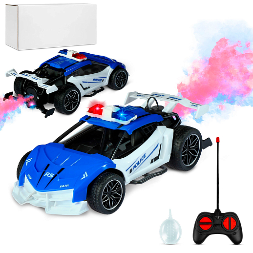 AUTODRIVE_Р/у гоночная машина с паром, М1:22, цвет синий с белым, полиция, в/к 21*10,5*7,5см в Джамбо Тойз