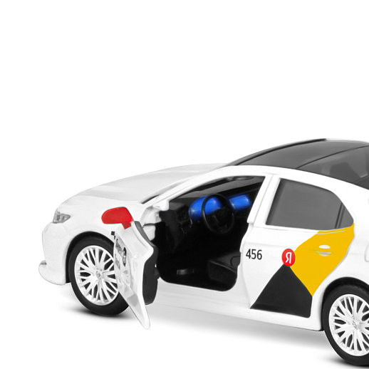 Яндекс Go машинка металлическая, 1:34 Toyota Camry, цвет белый, инерция, свет, озвучено Алисой, откр. двери, в/к 17,5*13,5*9 см в Джамбо Тойз #14