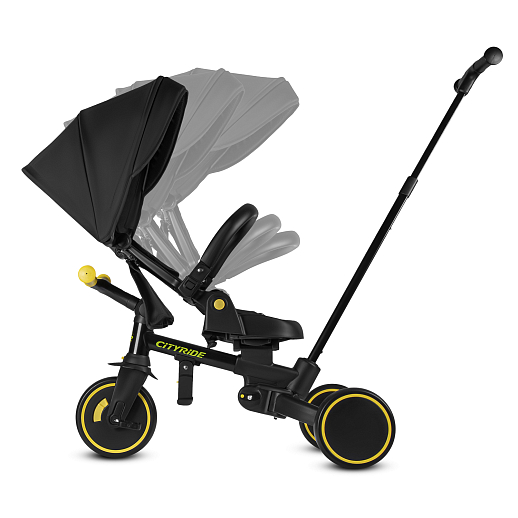 Детский трехколесный велосипед "CITYRIDE". Рама алюминий, может трансформироваться, подножки, колеса 8/7 EVA, капюшон, род. ручка,  персиковый в Джамбо Тойз #18