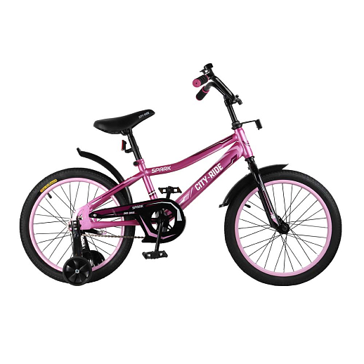 Детский велосипед City-Ride Spark , рама сталь , диск 18 сталь , крылья пластик, страх.колеса, цвет Розовый в Джамбо Тойз
