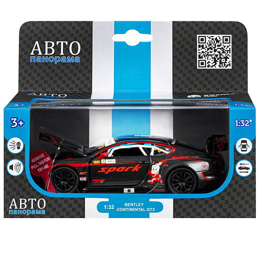 ТМ "Автопанорама" Машинка металлическая 1:32 Bentley Continental GT3, черный, свет, звук, откр. двери и капот, инерция, в/к 17,5*13,5*9 см в Джамбо Тойз #3