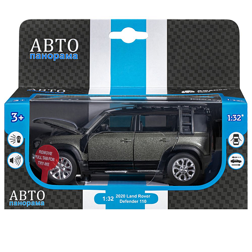 ТМ "Автопанорама" Машинка металлическая 1:32 Land Rover Defender 110, зеленый перламутр, откр.4 двери, капот, багажник, свет, звук, свободный ход колес, в/к 17,5*13,5*9 см в Джамбо Тойз #17