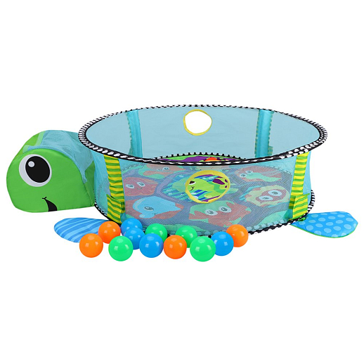 Детский развивающий коврик "Черепаха", высокие бортики, мягкие дуги и подвески, 12 шариков в комплекте,  46*11*43 см в Джамбо Тойз #12