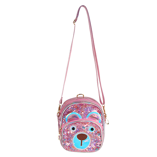 Рюкзачок детский для девочек с пайетками "Мишка", с внешним карманом на молнии, цвет светло-розовый "металлик", 17*18*4 см в Джамбо Тойз #6