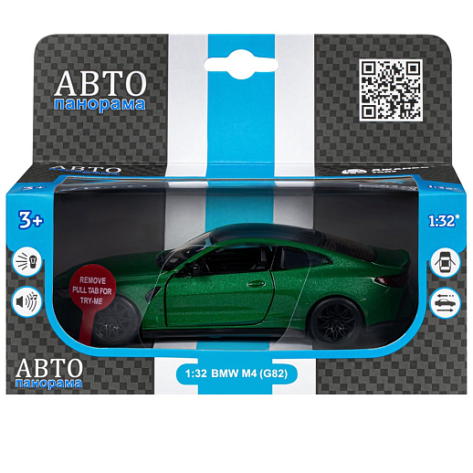 ТМ "Автопанорама" Машинка металлическая 1:32 BMW M4 (G82) зеленый, открываются двери, свет, звук, инерция, в/к 18*13,5*9 см в Джамбо Тойз #3