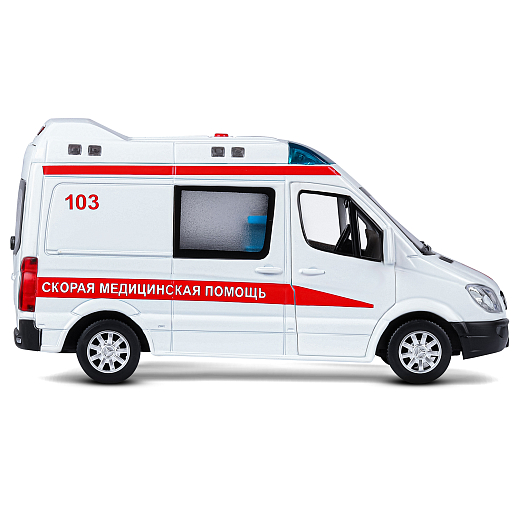 ТМ "Автопанорама" Машинка металлическая 1:32 Mercedes Sprinter "Скорая помощь", белый, откр. передние, боковая и задние двери, свет, звук, инерция, в/к 17,5*13,5*9 см в Джамбо Тойз #8