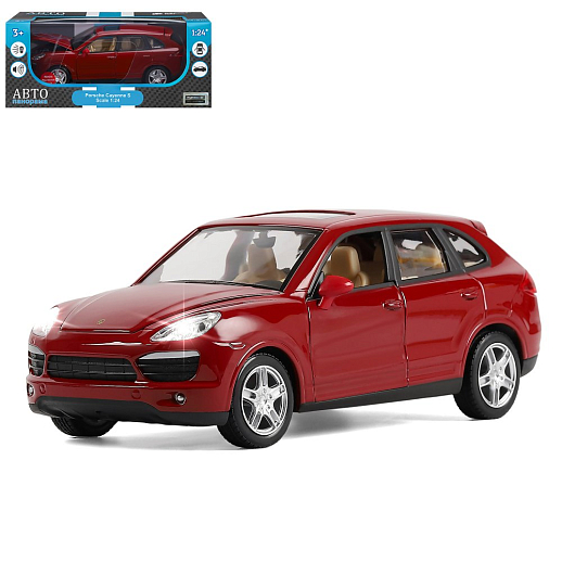 ТМ "Автопанорама"  Машинка металл. 1:24 Porsche Cayenne S, бордовый, свободный ход колес, откр. двери, капот и багажник, в/к 24,5*12,5*10,5 см в Джамбо Тойз