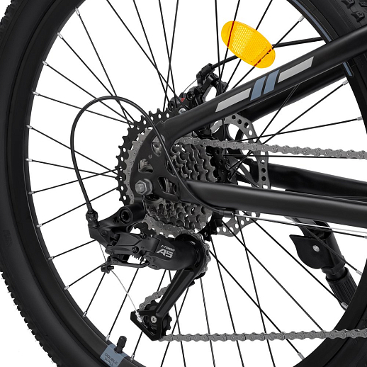 Велосипед CITYRIDE 24", модель CR-B2-SH03, рама сталь, обода двойные алюминий, трансмиссия 1*9 ск, амортизационная вилка, дисковые мех. тормоза цвет чёрный в Джамбо Тойз #11