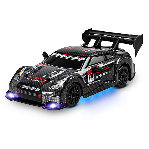 Р/у машина для дрифта 1:24,свет фар,подсветка днища,2 скорости,сменные шины 4шт,конусы 4шт, цвет черный,в белой кор. 22*12,5*10,3см в Джамбо Тойз #9