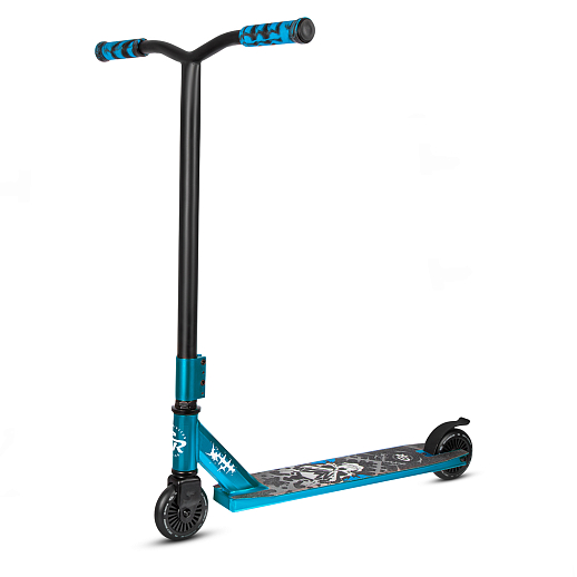 Трюковый самокат CITYRIDE TEMPO, в/к, T-bar сталь 50*57см, дека алюм.50*11см, колеса PU 86A 100мм, пласт. диск, вилка сталь., цвет голубой. в Джамбо Тойз