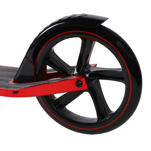 Двухколесный самокат CITYRIDE 200, ал. 50/50%, t-bar сталь, грипсы 135мм TPR, колеса PU 200/200, 86A, подножка, abec 9, цвет Красный в Джамбо Тойз #6