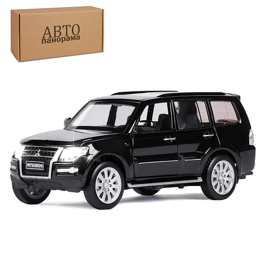 ТМ "Автопанорама" Машинка металлическая 1:33 Mitsubishi Pajero 4WD Turbo, черный, откр. двери, капот и багажник, свет, звук, инерция, в/к 19*9*7 см в Джамбо Тойз