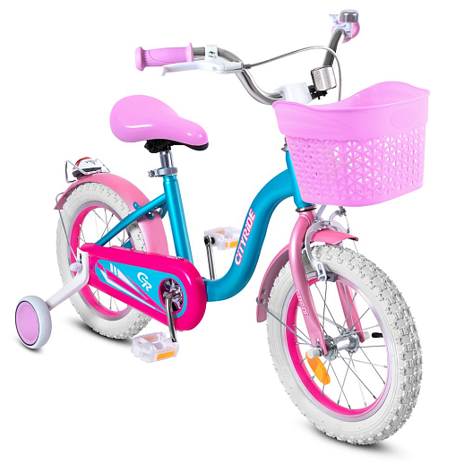 Велосипед двухколёсный CITYRIDE, модель CR-B2-09F7, рама сталь, колеса алюминий 14", пластиковая корзина, цвет голубой-розовый в Джамбо Тойз