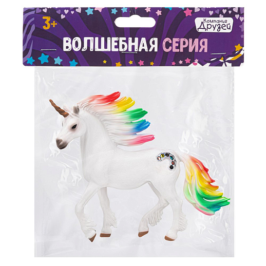ТМ "КОМПАНИЯ ДРУЗЕЙ", серия "Животные планеты Земля", игрушка "Радужный единорог",белый, в/п  20,5*18,5*4 см в Джамбо Тойз #3