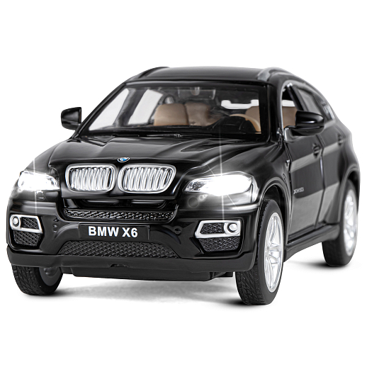 ТМ "Автопанорама" Машинка металлическая 1:32  BMW X6, черный, свет, звук, откр. двери, капот и багажник, инерция, в/к 17,5*13,5*9 см в Джамбо Тойз #4
