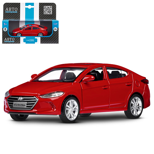 ТМ "Автопанорама" Машинка металлическая 1:40 HYUNDAI ELANTRA, красный, откр. двери, инерция, 17,5*12,5*6,5 см в Джамбо Тойз