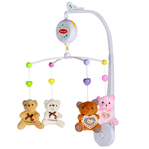Мобиль на кроватку ТМ "Smart Baby" музыкальная карусель с мягкими игрушками, со звуком, на батарейках, в/к 38х6,5х28,5 см в Джамбо Тойз #2