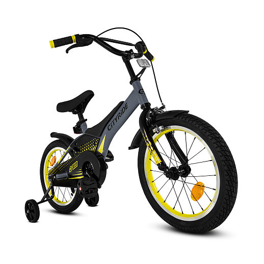 Детский велосипед "Cityride REVO" -рама сталь, кожух цепи 100%, диски алюм. 16, втулки сталь, покрышки 2,125, страх. колеса, руль сталь. штем сталь, задние ножные тормоза, передний V-brake , звоночек, крылья пластик, отражатели пер/зад на спицах. в Джамбо Тойз #3