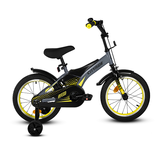 Детский велосипед "Cityride REVO" -рама сталь, кожух цепи 100%, диски алюм. 16, втулки сталь, покрышки 2,125, страх. колеса, руль сталь. штем сталь, задние ножные тормоза, передний V-brake , звоночек, крылья пластик, отражатели пер/зад на спицах. в Джамбо Тойз #4