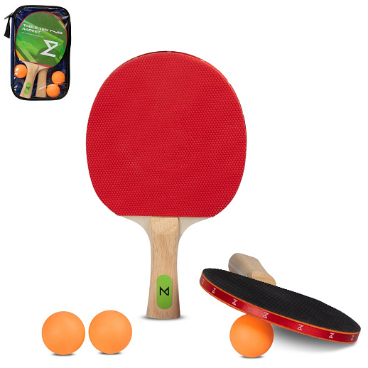 Набор для настольного тенниса в сумке, 2 ракетки + шарики ABS 3 шт., сумка PP+прозр. ПВХ в Джамбо Тойз