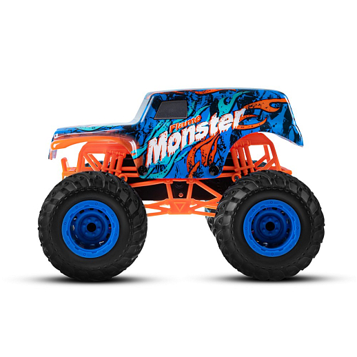 Р/у Монстр-трак, перевертыш, 1:16, 4WD, 3D подсветка корпуса, гироскоп: может ездить на двух колесах, звук.эффекты, цвет голубой с оранжевым, с аккум., в/к 24*20*26 см в Джамбо Тойз #8