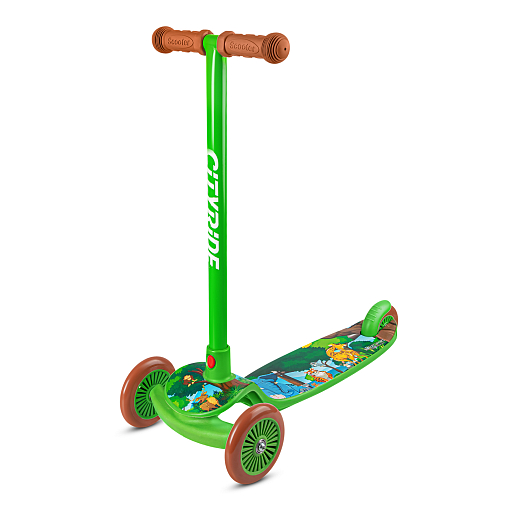 Трехколесный самокат  Материал: полипропилен + сталь, Размер изделия: 60x27x63см,Размер деки: 12,5 см Переднее колесо: 120x23 мм из пвх, заднее колесо: 97x23 мм из пвх Подшипник: ABEC-7 Максимальная нагрузка: 50 кг, зеленый в Джамбо Тойз
