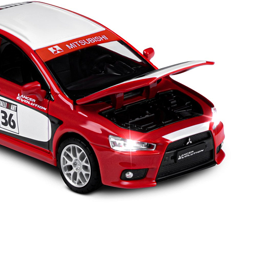 ТМ "Автопанорама" Машинка металлическая1:32 Mitsubishi Lancer Evolution, красный, откр. двери, капот и багажник, свет, звук, инерция, в/к 18*13,5*9 см в Джамбо Тойз #19