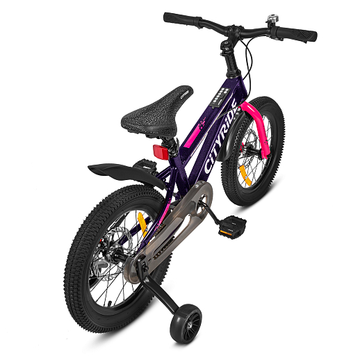 Двухколесный велосипед CITYRIDE, модель CR-B2-10, колеса 16 дюймов, рама сталь, дисковые механические тормоза, свет в раме, балансирные колеса, BT, цвет фиолетовый в Джамбо Тойз #7