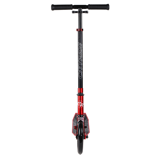 Двухколесный самокат CITYRIDE 200, ал. 50/50%, t-bar сталь, грипсы 135мм TPR, колеса PU 200/200, 86A, подножка, abec 9, цвет Красный в Джамбо Тойз #7