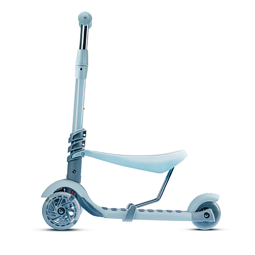Трехколесный самокат-беговел CITYRIDE 3в1. в/к. Колеса PU 120/95, передние LED свет. Ручка - сталь, корзина, дека сиденье PP материал. Ручка управления. С корзиной в светлый голубой цвет в Джамбо Тойз #13