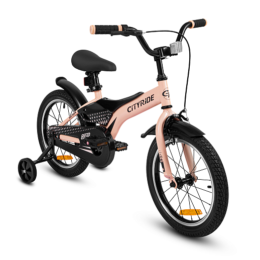 Детский велосипед "Cityride REVO", модель CR-B2-05, рама сталь, кожух цепи 100%, обода алюм. 16", втулки сталь, покрышки 2,125, страх. колеса, руль сталь. вынос сталь, задние ножные тормоза, передний клещевой, крылья пластик, отражатели пер/зад и на спицах, цвет розовый в Джамбо Тойз