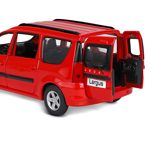 Машинка металлическая Автопанорама, инерционная, коллекционная модель LADA LARGUS, масштаб 1:24, свет, звук, открываются 4 двери, капот, багажник, красный, в/к 24,5*12,5*10,5 см в Джамбо Тойз #14