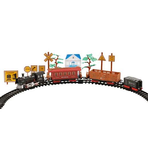 Железная дорога-классика на бат., электровоз/3 вагона, свет, звук, в/к 73,5*7*39 см в Джамбо Тойз #2