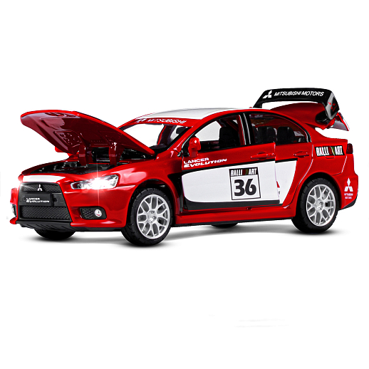 ТМ "Автопанорама" Машинка металлическая1:32 Mitsubishi Lancer Evolution, красный, откр. двери, капот и багажник, свет, звук, инерция, в/к 18*13,5*9 см в Джамбо Тойз #6