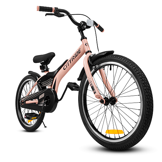 Детский велосипед "Cityride REVO", модель CR-B2-05, рама сталь, кожух цепи 100%, обода алюм. 20", втулки сталь, покрышки 2,125, подножка, руль сталь. вынос сталь, задние ножные тормоза, передний клещевой, крылья пластик, отражатели пер/зад и на спицах, цвет розовый в Джамбо Тойз #2