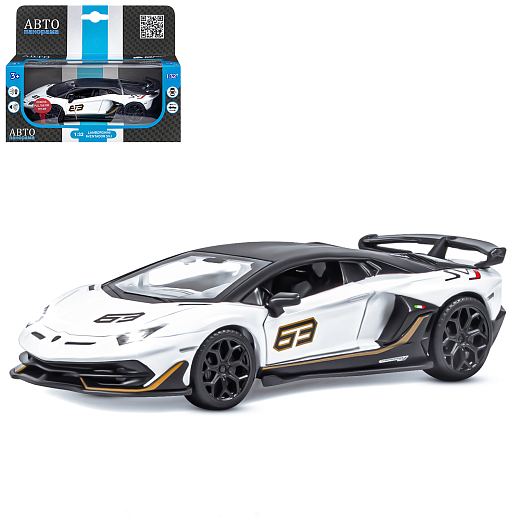 ТМ "Автопанорама" Машинка металлическая, 1:32 Lamborghini SVJ, белый, откр. двери и багажник, свет, звук, инерция,  в/к 17,5*12,5*6,5 см в Джамбо Тойз