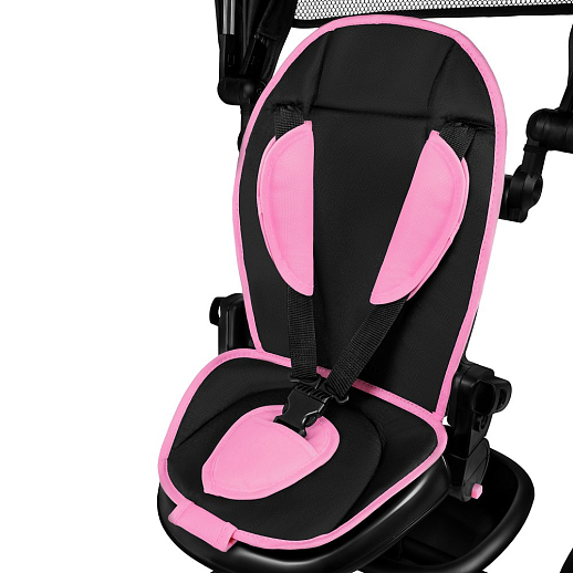 Детский 3хкол. велосипед ”CITYRIDE“ Рама сталь, наклонный руль из магнезия, колясочная крыша, ручка управления с подстаканником, 2 корзины. Колеса EVA 10/8, подножки, тормоза, бампер безопасности. Розово-черный в Джамбо Тойз #17