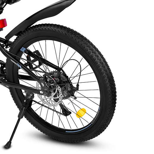 Велосипед CITYRIDE 24", модель CR-B2-SH03, рама сталь, обода двойные алюминий, трансмиссия 1*9 ск, амортизационная вилка, дисковые мех. тормоза цвет чёрный в Джамбо Тойз #8