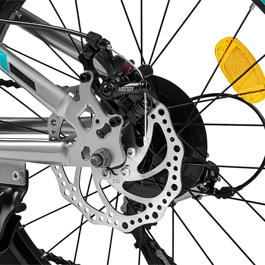 Велосипед CITYRIDE 20", модель CR-B2-12F2, рама сталь, обода двойные алюминий, трансмиссия 1*6 ск, амортизационная вилка, дисковые мех. тормоза цвет чёрный в Джамбо Тойз #7