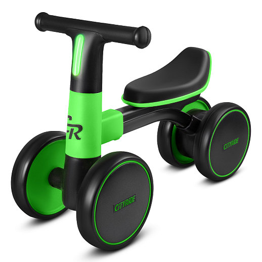 Беговел CITYRIDE, рама сталь, колеса пластик, музыка Шаинского, свет, зеленый-черный, в/к в Джамбо Тойз #7