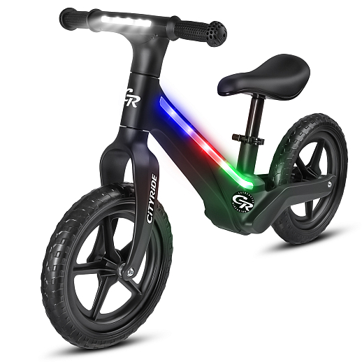 Беговел Cityride, модель CR-BB-07, рама пластик, колеса PU 12", свет, цвет чёрный в Джамбо Тойз #3
