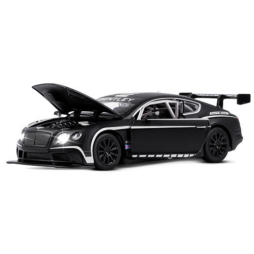 ТМ "Автопанорама" Машинка металл 1:24 Bentley Continental GT3 Concept, черный + белый, свободный ход колес, откр. двери, капот, свет, звук, в/к 24,5*12,5*10,5 см  в Джамбо Тойз #6