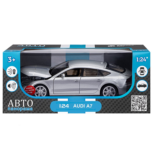 ТМ "Автопанорама" Машинка металлическая 1:24 Audi A7, серебряный, откр. двери, капот и багажник, свет, звук, свободный ход колес, в/к 24,5*12,5*10,5 см в Джамбо Тойз #3