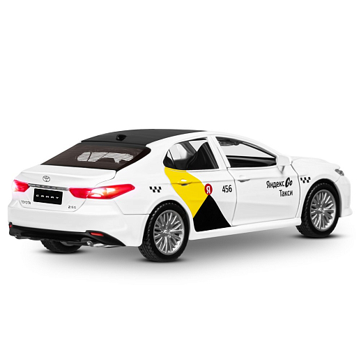 Яндекс Go машинка металлическая, 1:34 Toyota Camry, цвет белый, инерция, свет, озвучено Алисой, откр. двери, в/к 17,5*13,5*9 см в Джамбо Тойз #9