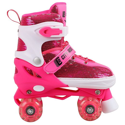 "CITY-RIDE" Роликовые коньки (КВАДЫ), с передним тормозом, PVC колеса, все колеса светящиеся в н/сумке в Джамбо Тойз #5