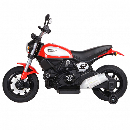 Мотоцикл двухколесный на аккум. 6V6AH*1,  2*15W, свет, звук, надувные колёса, красный, размер мотоцикла 107*53*72см. в Джамбо Тойз #12