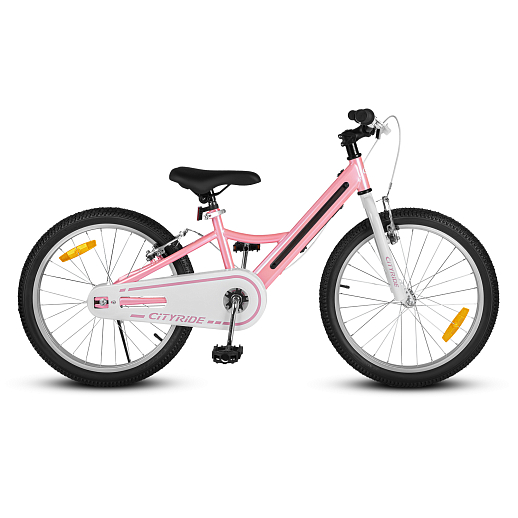 Велосипед двухколесный CITYRIDE, модель CR-B2-11FU, рама сталь, колеса алюминий 20", v-brake тормоза, встроенная в раму подсветка, подножка, цвет розовый в Джамбо Тойз #13